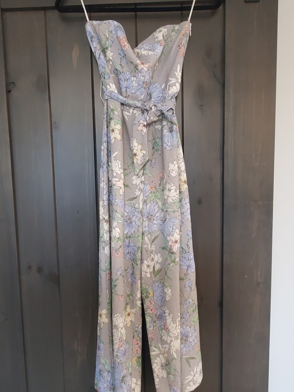 Floral Strapless Jumpsuit Wide Leg